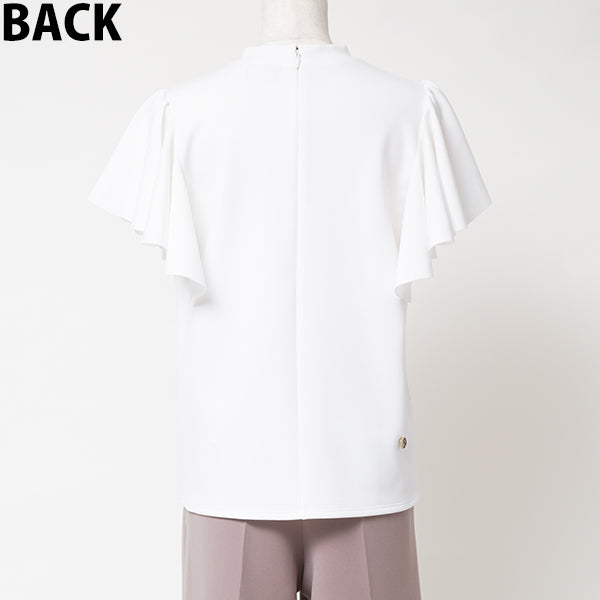 Smooth Stretch Flare Sleeve Blouse/Black