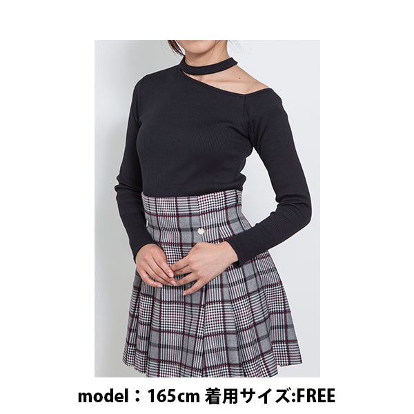 ASYMMETRY NECK RIB TOPS