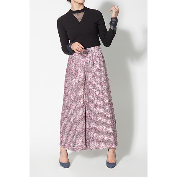 FLOWER PLEATS WIDE PANTS