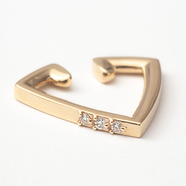 Three Dots Diamond Triangle Ear Cuff (Silver)/スリードットダイヤ トライアングルイヤーカフ(シルバー)