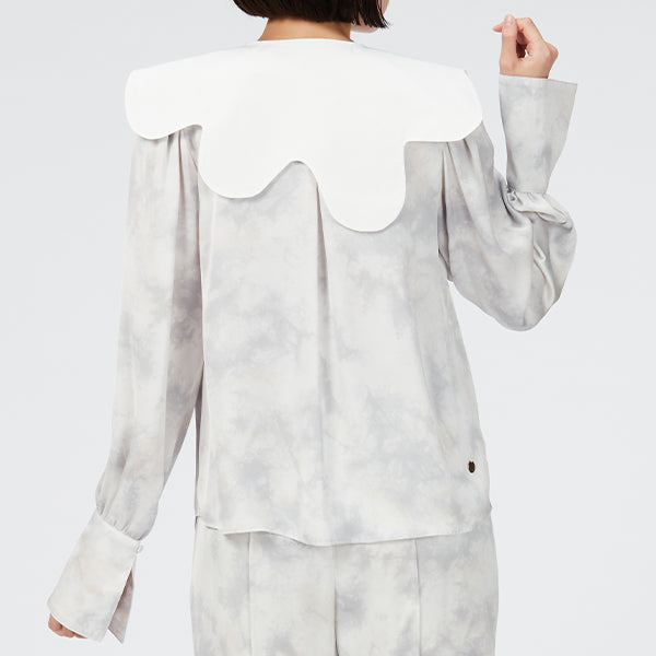 Attached Collar Blouse /  Inspired by Flow / Gray