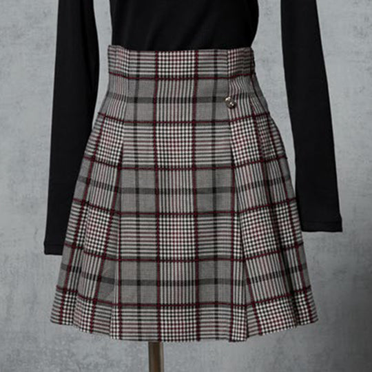 CHECK HIGH WAIST MINI SKIRT