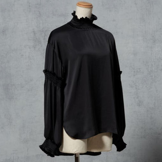 HIGH NECK BLOUSE/Black