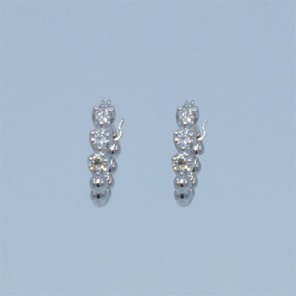 Three Dots Diamond Hoop pierce(Silver)/スリードットダイヤフープピアス(シルバー)