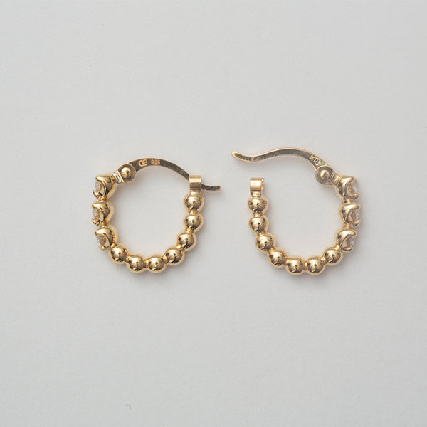 Three Dots Diamond Hoop pierce(Silver)/スリードットダイヤフープピアス(シルバー)