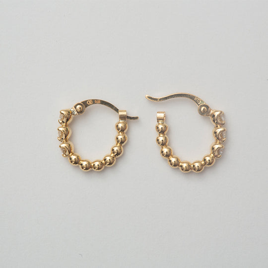 Three Dots Diamond Hoop pierce(Silver)/スリードットダイヤフープピアス(シルバー)