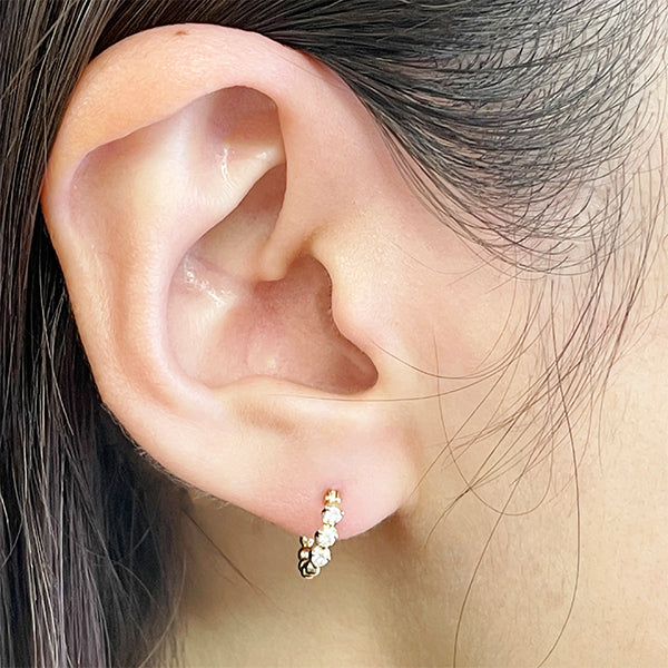 Three Dots Diamond Hoop pierce/スリードットダイヤフープピアス