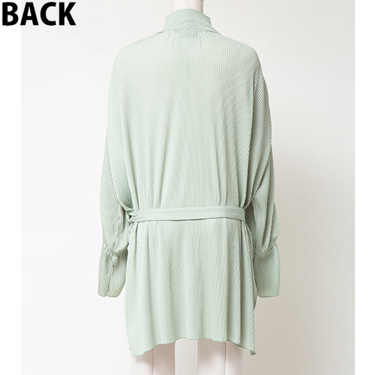 Pleats Flare Cuffs Pullover/Green