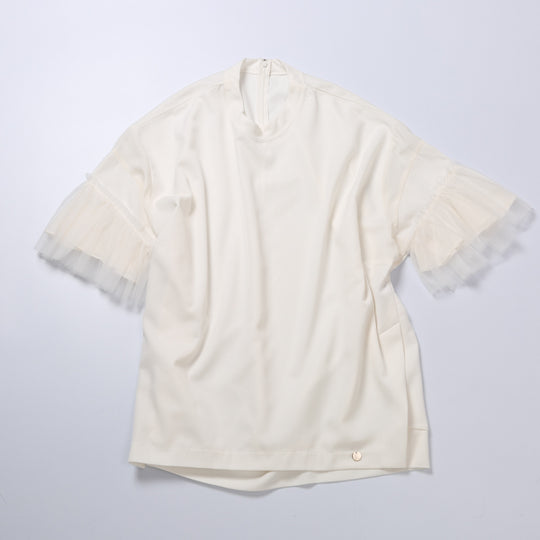 LAYERED SLEEVE BLOUSE/WHITE