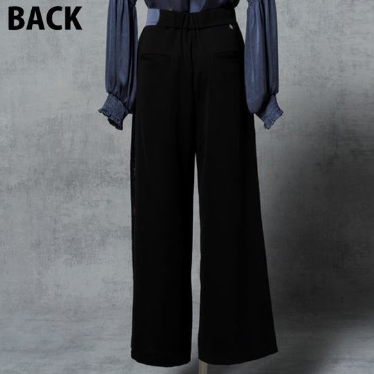 LACE PLEAT COMBINATION WIDE PANTS