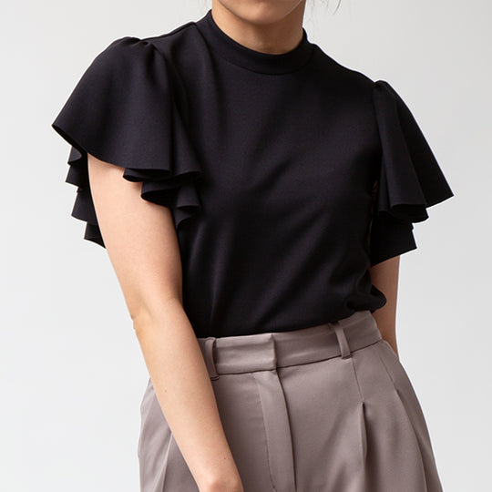 Smooth Stretch Flare Sleeve Blouse/White