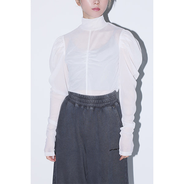 Sheer Gathered Top /Black