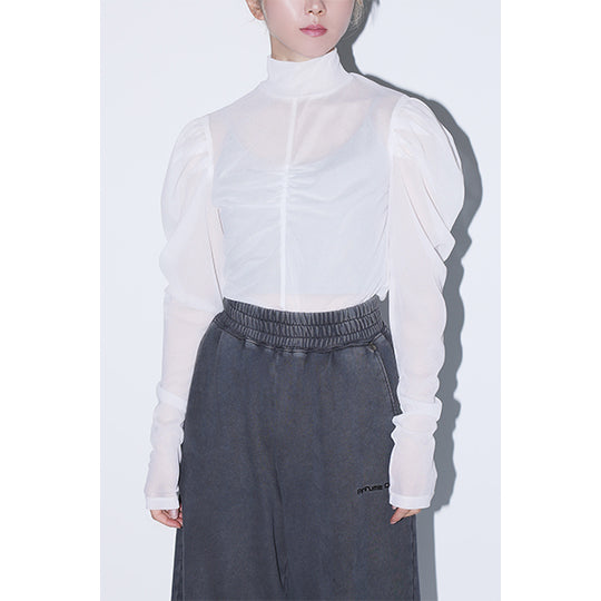 Sheer Gathered Top /Black