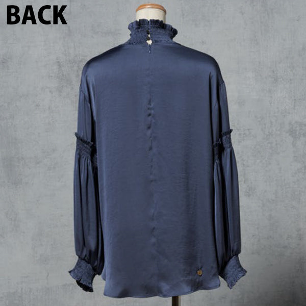 HIGH NECK BLOUSE/Blue Gray