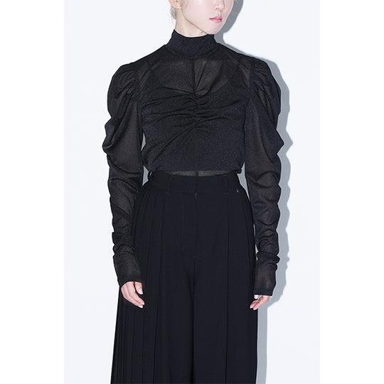Sheer Gathered Top /Black