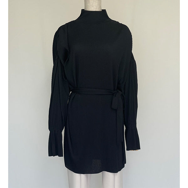 Pleats Flare Cuffs Pullover/Green