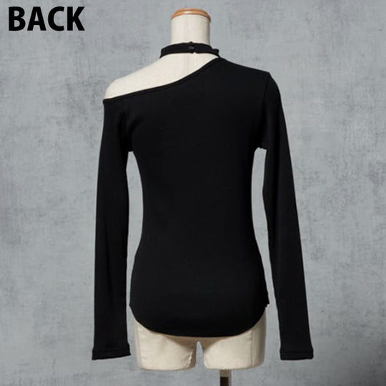 ASYMMETRY NECK RIB TOPS
