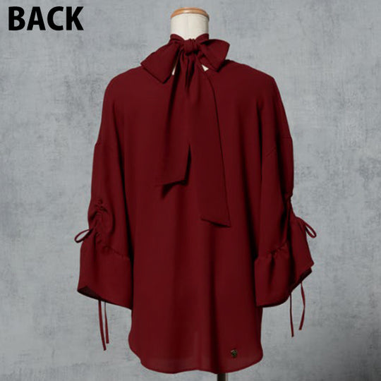 BOW TIE BLOUSE/Burgundy