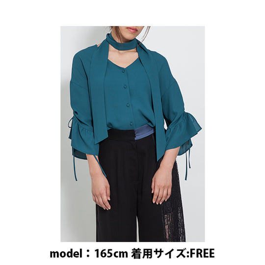 BOW TIE BLOUSE/Burgundy
