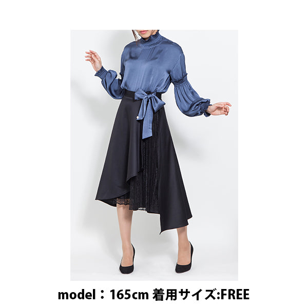 HIGH NECK BLOUSE/Blue Gray