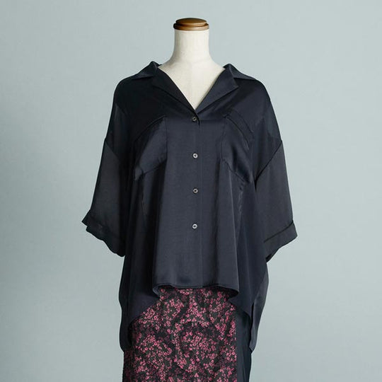 SHEER COMBI SHIRT BLOUSE