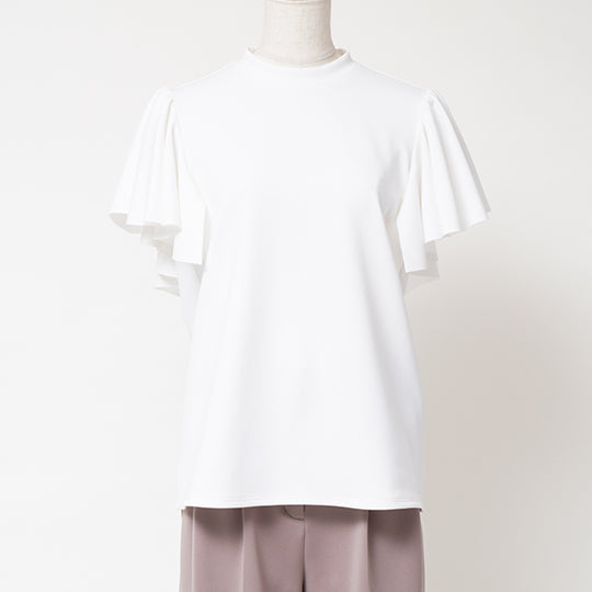 Smooth Stretch Flare Sleeve Blouse/Black