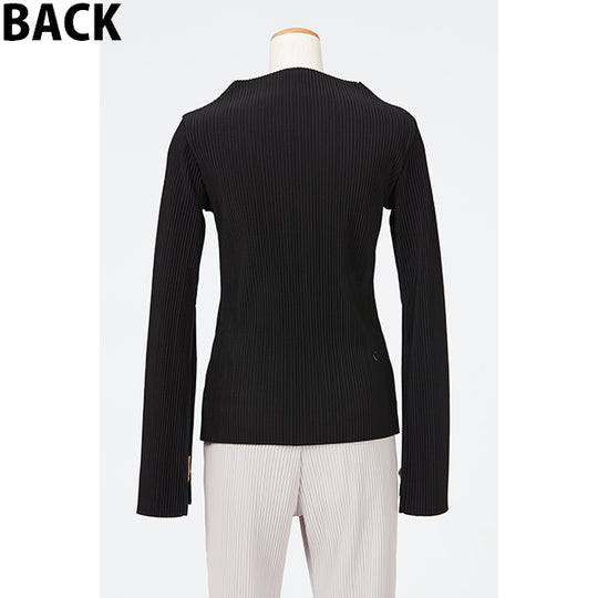 Flare Sleeve Pleats Tops / Black