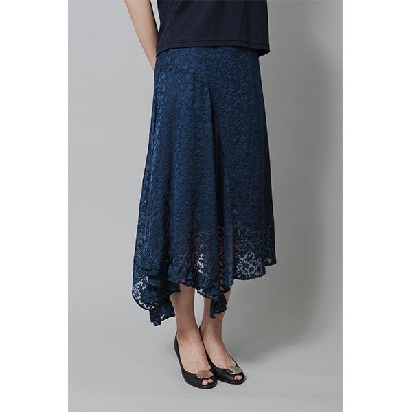 ASYMMETRY SKIRT/SAX BLUE